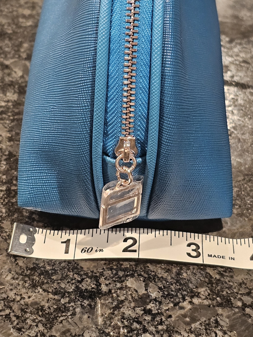 La Mer Turquoise Saffiano Textured Cosmetic Pouch NWOT - Picture 10 of 10